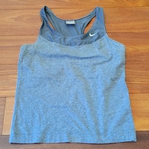 Heather gray racer back Nike tank top with built in bra in small